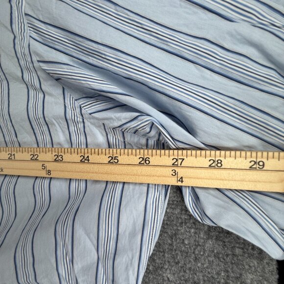 Turnbull & Asser Button Up Shirt Men Cotton Striped Blue 17.5 Contrast Collar ** - Picture 8 of 16